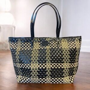Kate Spade ♠️ Woven Patent Leather & Fabric Tote